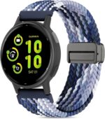20mm Magnetic Braided Nylon Band Compatible With Garmin Vivoactive 6/Vivoactive 5/3/3 Music Watch Bands, Quick Release Stretchy Strap Replacement for Venu Sq 2/Forerunner 55/165/245/645 - Image 2