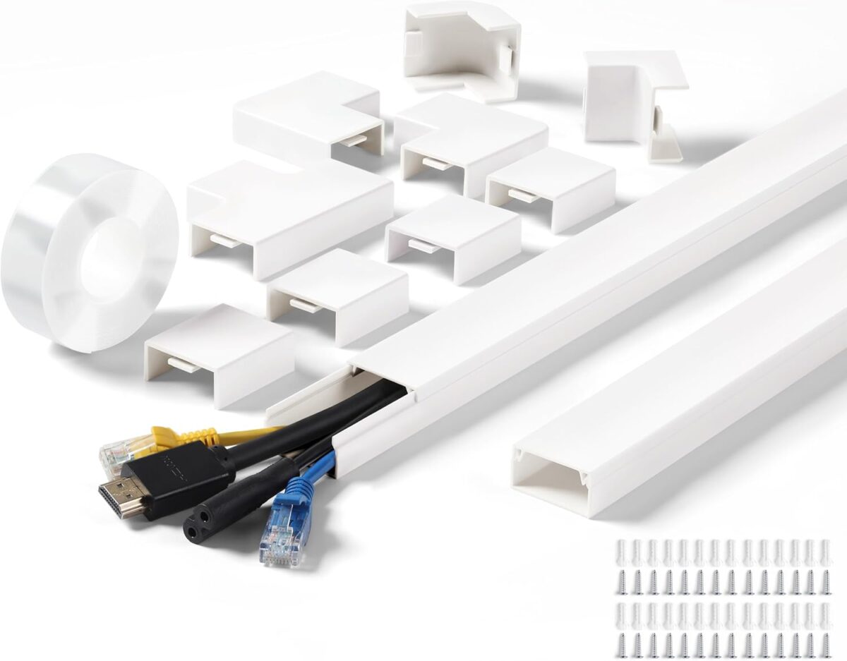 220in Wall Cord Hider Kit, LZEOY Large Capacity Wire Hider for Cords, White Cable Cover Wall Kit, Paintable Hide TV Cords for Wall Mount TV, Cable Concealer Cable Channel: 14 x L15.7in W1.18 H0.63in - Image 2