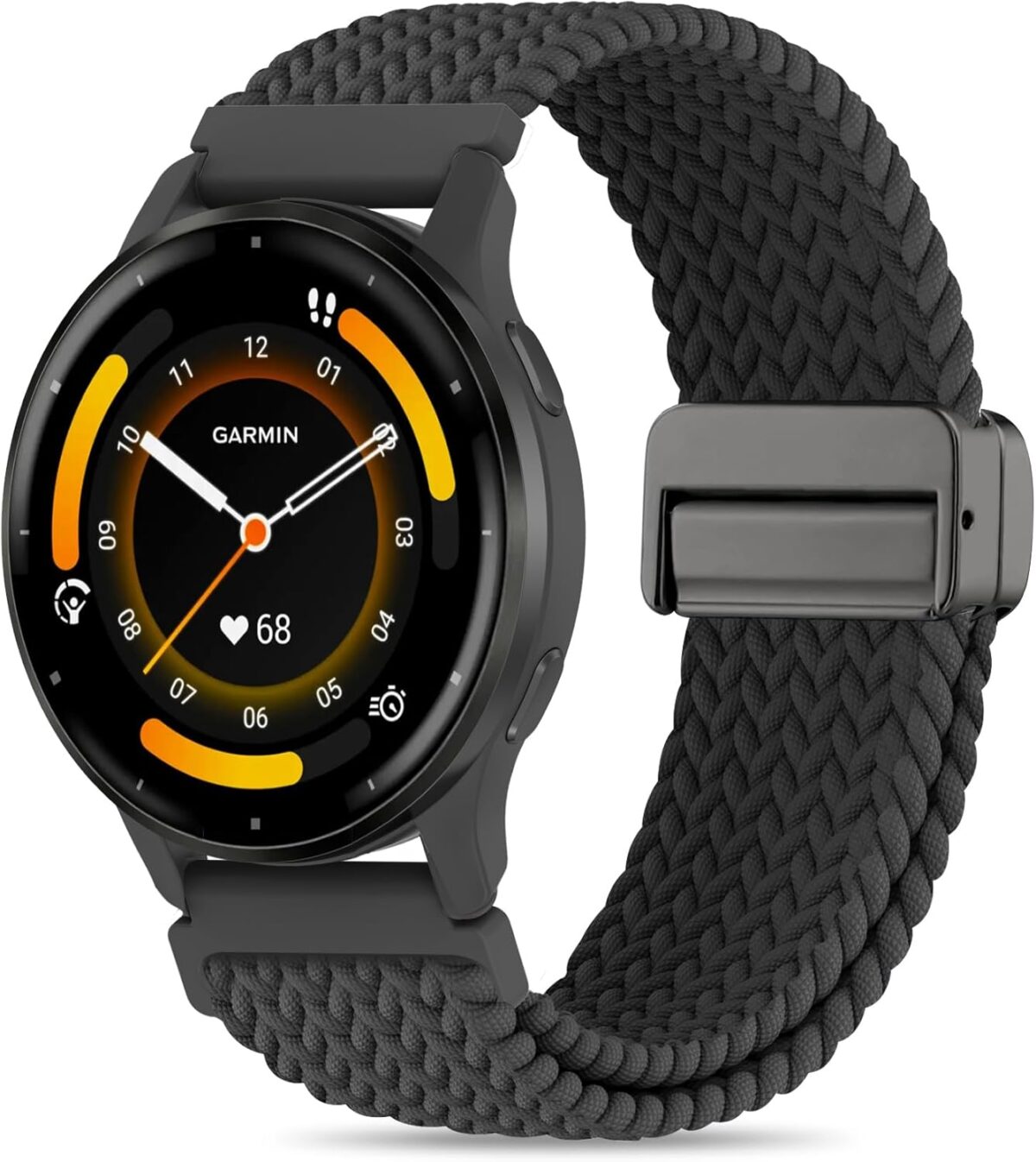 22mm Magnetic Braided Nylon Band Compatible With Garmin Venu 3 Watch Band/Venu 2/Vivoactive 4, Quick Release Stretchy Strap Replacement for Forerunner 265/255/255 Music - Image 2