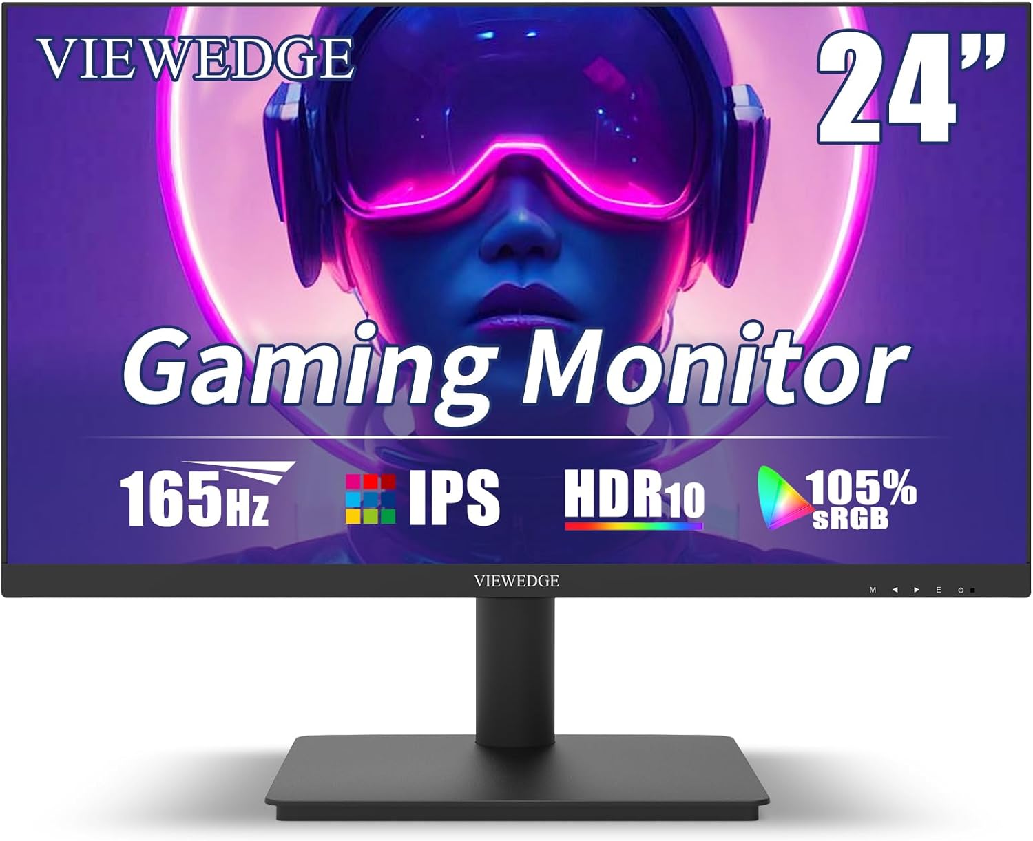 24 Inch Gaming Monitor with 165hz/144hz, IPS 1ms, FHD 1080p and HDR 10 | PC Computer Monitor with 105% sRGB, Bluelight Filter, 2 HDMI & 1 DP Port, Support Freesync and Wall Mounted - Image 2