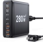 280W USB C Charger Block, 8-Port USB C Charging Station GaN III PD 65W Laptop Charger Adapter Compatible with MacBookPro/Air,DELL,iPad,Portable Charging Station for iPhone,Samsung Galaxy (Black) - Image 2