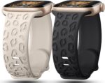 2Pack Leopard Engraved Bands Compatible with Apple Watch Band 41mm 40mm 38mm 49mm 46mm 45mm 44mm 42mm Women, Silicone Cheetah Sport Strap for iWatch Series SE 10 9 8 7 6 5 4 3 2 1,Ultra - Image 2