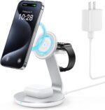 3 in 1 Charging Station Compatible with Magsafe Charger Wireless Charger Stand for iPhone 16 15 14 13 12 Series Wireless Charging Station for AirPods Wireless Charging Stand for iWatch Series - Image 2