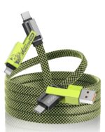 4-in-1 USB-C Cable (6ft), 100W USB-C Charger Cable with Hook-and-Loop Fastener and Cable Management, USB-C Cable/Fast Charging for MacBook, iPad, iPhone, Samsung, Green - Image 2