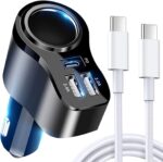 4 in 1 USB C Car Charger, 168W Multi USB Cigarette Lighter Adapter, Socket Splitter with 3 USB Ports, 12V/24V Dual USB Type C PD Fast Car Charger Adapter for iPhone 16/15 Pro Max/14/13,iPad,Samsung - Image 2
