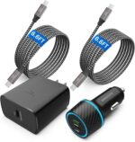 45W USB-C Charger, 2-Pack 45 Watt Samsung Super Fast Charger Type C PPS Wall/Car Charger for Samsung Galaxy S24 Ultra/S24+/S23 Ultra/S23+/S23/S22 Ultra/Note 10+, Galaxy Tab S9 with 2X 6.6ft Cable - Image 2