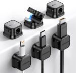 6 Pack Magnetic Cable Clips [Cable Smooth Adjustable] Cord Holder, Under Desk Cable Management, JOYROOM Adhesive Wire Holder Keeper Organizer for Home Office Desk Phone Car Wall Desktop Nightstand - Image 2