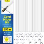630in Cord Hider Kit, Cord Covers for Wires on Wall, Cord Hider for Wall Mount tv, tv Cable Hider Wall kit, Paintable Cable Raceway, Wire Covers for Cords, 40X L15.7in X W0.59in X H0.4in, White - Image 2