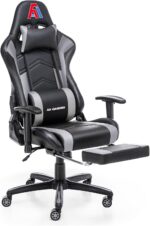 AA Products Gaming Chair Ergonomic High Back Computer Racing Chair Adjustable Office Chair with Footrest, Lumbar Support Swivel Chair - Upgraded Version BlackGrey - Image 2