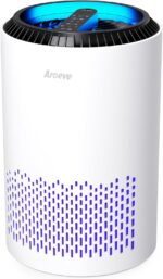 AROEVE Air Purifiers for Bedroom Home, Air Purifier For Smoke Pollen Dander Hair Smell Air Cleaner with Sleep Mode Speed Control For Bedroom Office, MK01- White(Available for California) - Image 2