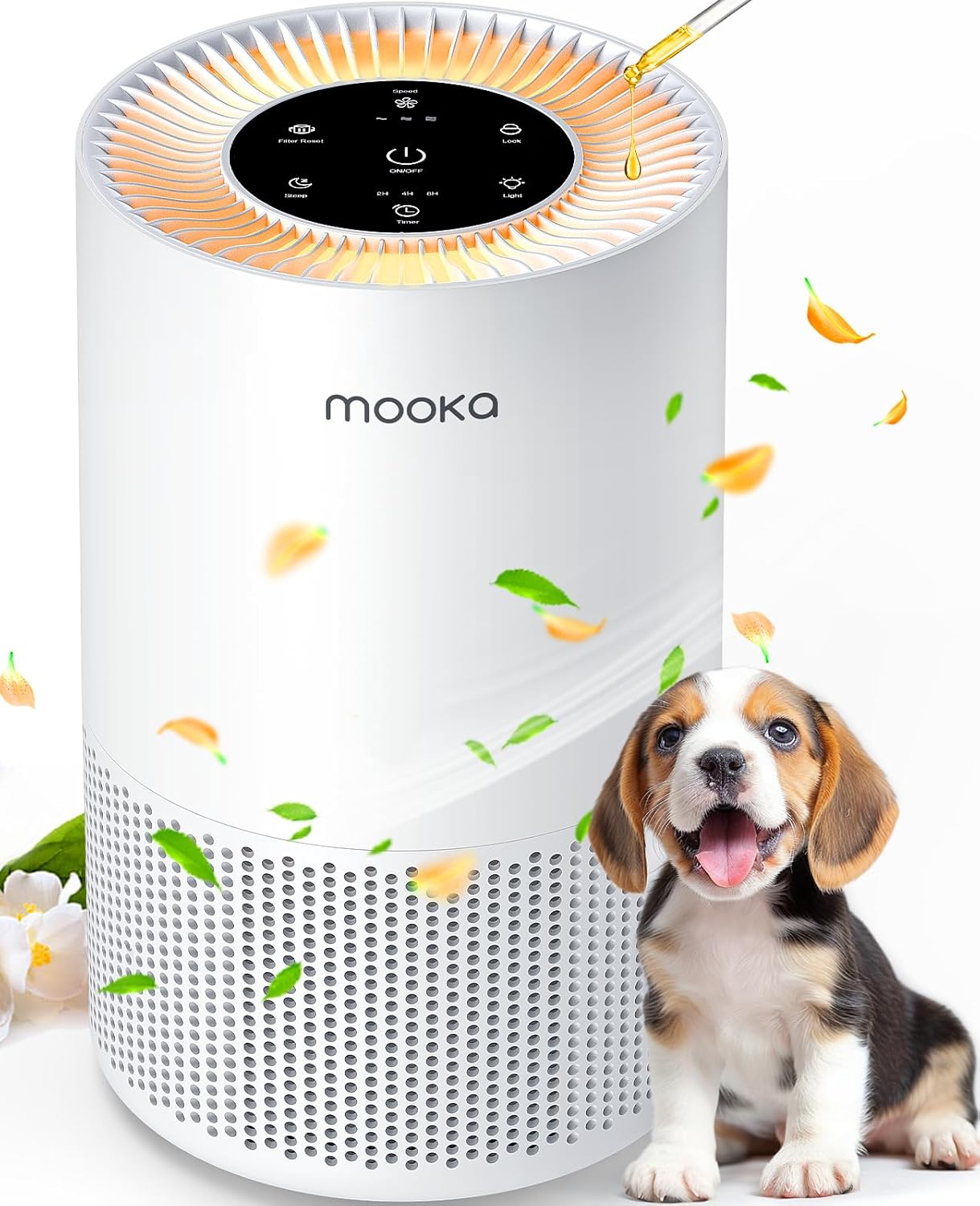 Air Purifiers for Home Large Rooms up to 1200ft², MOOKA H13 True HEPA Air Purifier for Bedroom Pets with Fragrance Sponge, Timer, Air Filter Cleaner for Smoke, Odor, Dander, Pollen (White) - Image 2