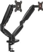 Amazon Basics Gas Spring Dual Computer Monitor Arm Mount, Adjustable, Holds up to 27" Monitors, Black - Image 2