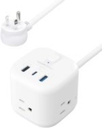 Amazon Basics Power Strip Cube 3 Outlet 3 USB Ports, 1 USB-C(15W) and 2 USB-A(12W), 5 ft Extension Cord, Home, Office, Travel, White - Image 2