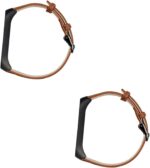 Angoily 2pcs Ergonomic Fit Band Strap for Band 4 Stainless Steel Cowhide Alternative - Image 2