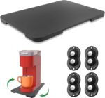 Appliance Slider 360° Rolling Tray for Coffee Maker Bamboo Coffee Pot Slider Tray Countertop Rotation Sliding Tray with Wheels, Small Appliances Mat Black(Small 13.9"×9.4") - Image 2