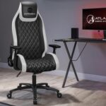 Atlantic Gaming Chair, Office Chair High Back Computer Chair Leather Desk Chair Racing Executive Ergonomic Adjustable, Swivel, Reclining Task Chair & Armrests, Lumbar Support (White) - Image 2