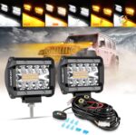 Auxbeam 4 Inch LED Pods Strobe Pod Light Bar, 120W Amber White 6 Modes Fog Light Spot Offroad Driving Lights, 12000LM Triple Row Memory Function with Wiring Harness Kit - 2 Pack - Image 2