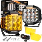 Auxbeam 7inch 228W Round LED Offroad Light Pod, V-MAX Series 26100LM Side Shooter LED Offroad Driving Lights with Amber DRL, 270° Beam Auxiliary Ditch Light for Truck ATV Jeep Ford - Image 2