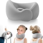 BEBAS Travel Neck Pillows for Airplanes and Long-Haul Flights, Memory Foam Adjustable 360° Head Support with Asymmetrical Sides, Includes Travel Bag (Grey) - Image 2