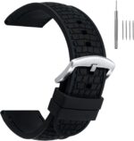 BERNY Silicone Watch Bands Soft Rubber Waterproof Replacement Watch Straps with Stainless Steel Buckle Assorted Colors - 22mm, 24mm for Men and Women (Grey, Blue, Green, Gold) - Image 2