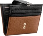 BOSTANTEN Slim Wallet for Women Small RFID Blocking Credit Card Holder Leather Bifold Wallets with Zipper Coin Pocket Black＆Brown - Image 2