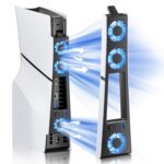 BRHE PS5 Slim Cooling Fan,Quiet Cooling System for PS5 Slim Digital/Discs Edition with 3 Fans/USB 3.0 Port,PS5 Slim Cooler Accessories with LED Light，Not for PS5 2020 and PS5 Pro - Image 2