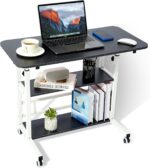 BYMECOST Adjustable Height Student Computer Desk, Mobile Portable Laptop Table for Home Office, 31.5" Small Spaces Standing Desk with Storage for Bedside Study Work Game on Wheels - Image 2