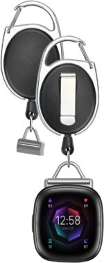 Badge Holder Compatible with Fitbit Versa3/Versa4 ID Card Key Carabiner Clip, for Sense/Sense2 Lanyard Keychain - Image 2