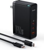 Baseus 140W USB C Wall Charger PD 3.1 with 3.3ft USB C to C Cable, 3-Port GaN5 Charger for Laptops, iPad Pro, iPhone 15/Pro/14/13 Series, Galaxy S23/S22, MacBook Pro 16'', Steam Deck, Black - Image 2