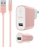 Belkin Mixit Metallic 2.4A Premium Wall and Car Charger Bundle with 4-Foot Micro USB Cable Charging Kit - for Android Phones - Rose Gold - Image 2
