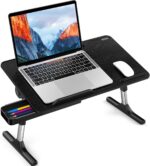 Besign LT05 Adjustable Laptop Table, Lap Desk, Portable Standing Bed Desk, Foldable Sofa Breakfast Tray, Notebook Computer Stand for Reading and Writing, Medium Size, Black - Image 2