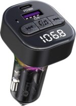 Bluetooth 5.3 FM Transmitter for Car, Bluetooth Car Adapter with Type-C PD(30W) Car Charger and QC3.0 USB Port, Wireless FM Radio Transmitter, Support MP3 Player, Handsfree Calling, LED Backlit,U Disk - Image 2