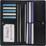 Bveyzi Ultra Slim Thin Leather RFID Blocking Credit Card Holder Bifold Clutch Wallets for Women - Image 2