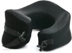 C CUSHION LAB Extra Support Travel Pillow, Award-Winning Patented Ergonomic Design for Chin & Neck Support Memory Foam Neck Pillow, Compact Airplane Pillow for Traveling, Flight, Car (Black, Large) - Image 2