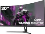 CRUA 30" Curved Gaming Monitor, 165Hz/200Hz Computer Monitor, WFHD(2560 * 1080P) 1500R VA Screen, 120% sRGB PC Monitors Support AMD FreeSync, Wall Mount Install(HDMI, DP)- Black - Image 2