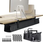 CableCare No Drill Under Desk Cable Management Tray 40.6" - for Desk Wire Management - Premium Black Fabric to Hide Cords - Clamp/Screw Mount - Supports Upto 66lbs - Image 2