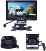 Camecho Vehicle Backup Camera 7" Monitor,18 IR Night Vision Rear View Camera Without Guide Line IP 68 Waterproof, 4 Pins Aviation Extension Cable for 33FT Length RVs, Bus, Trailer,Truck - Image 2