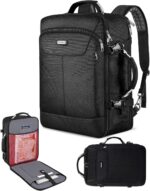 Carry on Backpack, 40L Flight Approved Large Travel Laptop Backpack with USB Charge Port, 18 Inch TSA Friendly Computer Daypack College Overnight Weekender Extra Large Backpack for Men Women, Black - Image 2