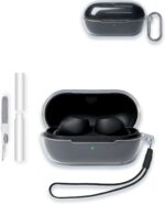 Case Cover for Sony WF-C710N Truly Wireless Noise-Canceling Earbuds,WUNIAK Clear Soft TPU Protective Cover with Keychain and Cleaner Kit for Women Men Shockproof Skin,Clear - Image 2