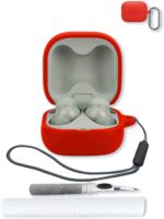 Case for Sony LinkBuds Fit Truly Wireless Noise Canceling Earbud Headphones(Model Number:WFLS910NW),Soft Protective,BOVUGAC Silicone Case Cover with Keychain & Cleaning Kit & Lanyard-Red - Image 2
