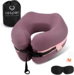 Cesperi® Travel Pillow, Premium Memory Foam, Neck Pillow Airplane for Head Support, Adjustable Comfort for Petite Neck Women. Airplane Travel Neck Pillow Kit - Eye Mask, Earplug & Bag(Mulberry Purple) - Image 2