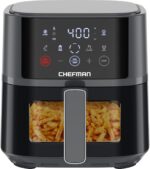 Chefman Air Fryer – 4 QT Compact Airfryer for Quick & Easy Meals, Features Hi-Fry Technology for Extra Crisp, Easy-View Window, Touch Controls with 4 Presets, Nonstick & Dishwasher Safe Basket - Grey - Image 2