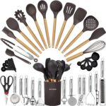 Cooking Utensils Set- 35 PCs Kitchen Utensils with Grater,Tongs, Spoon Spatula &Turner Made of Heat Resistant Food Grade Silicone and Wooden Handles Kitchen Gadgets Tools Set for Cookware - Image 2