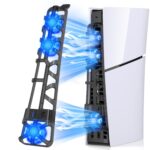 Cooling Fan for PS5 Slim, with LED Light, Adjustable Speed (3 Speeds Mode), USB 3.0 Port, Silent Enhanced Cooling Fan Compatible with PS5 Slim Disc & Digital -Black - Image 2
