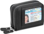 Credit Card Holder Wallet RFID Blocking Leather Small Wallet for Women Double Zipper Wallet with ID Window - Image 2
