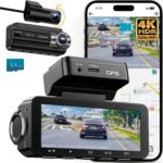 Dash Cam Front Rear 4K Built-in 5G WiFi GPS, Voice Control, 3.39 inch IPS Screen, Dual Dash Camera for Car Includes 64GB SD Card, Super Night Vision, 24H Parking Monitor, Supercapacitor, Type C, HDR - Image 2