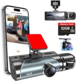 Dash Cam Front and Rear Inside, Triple Car Camera, 3 Channel Dash Camera for Cars, 1080P Dashcam, Wireless Dash Cam, Loop Recording, G-Sensor, WiFi & APP Control, Free 32GB Card (3.16” IPS Screen) - Image 2