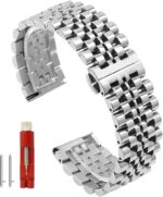 Dressy Quick Release Watch Band 7 Rows Stainless Steel Watch Bracelet Straps 20mm/22mm Metal Replacement Strap for Men Ladies, Black ,Silver, Two-Tone: Gold ,Rose Gold - Image 2