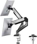 Dual Monitor Desk Mount for 13-32 Inch Computer Screen,Adjustable Gas Spring Monitor Arm,Each Arm Holds 4.4 to 22 lbs,VESA Bracket 75X75mm 100X100mm with C Clamp & Grommet Mounting Base - Image 2