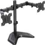 Dual Monitor Stand, Free-Standing Monitor Stands for 2 Monitors up to 27 inches/17.6 lbs Each, Fully Adjustable Dual Monitor Desk Mount with Height Adjustment, VESA Mount 75x75mm, 100x100mm - Image 2